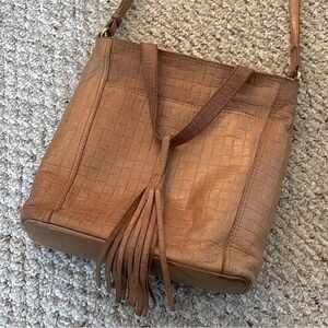 MARGOT -  Genuine Leather Tassled Bag with Shoulder Strap